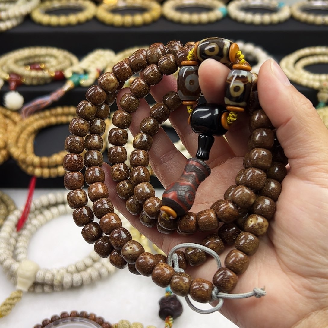 身***全手串星月菩提星月菩提虎皮纹长串