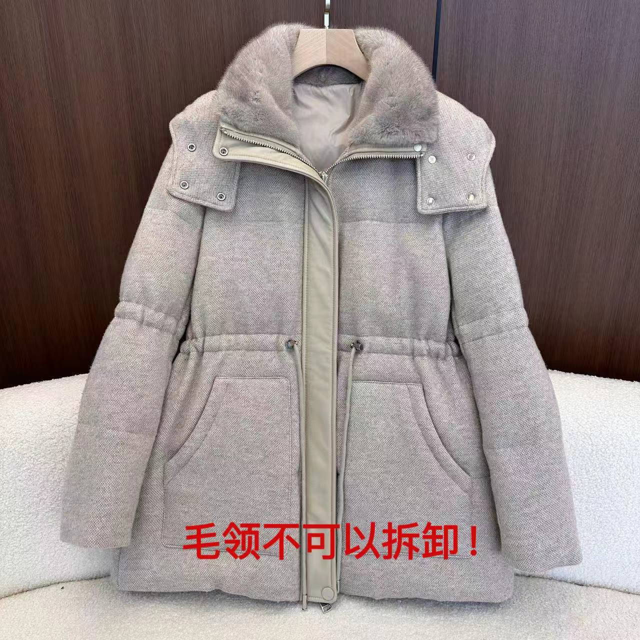 2.0山.尔【春亚】冬款保暖花纱羊绒水貂宽松鹅绒羽绒服