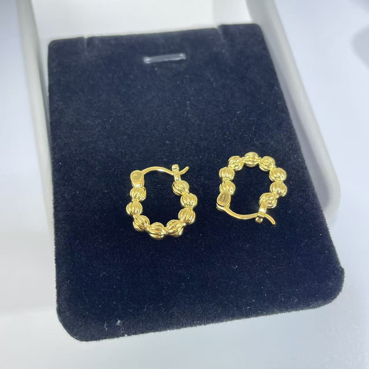 5D黄金足金999 西瓜珠耳扣 轻奢复古气质百搭 20621