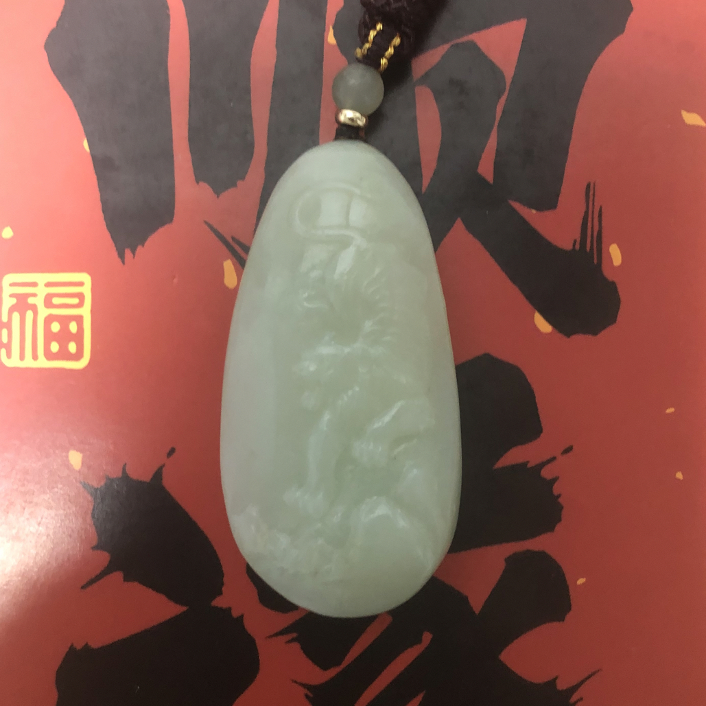 正品捡漏俄和田玉吊坠猛虎出山湖水绿抖音基地质检手慢无