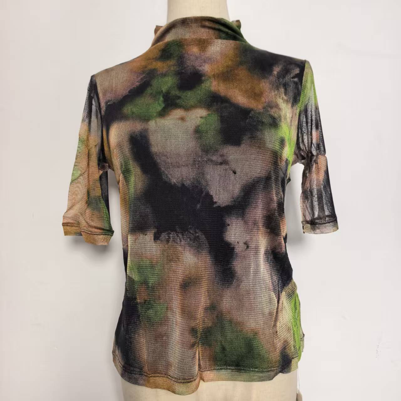 桑蚕丝网眼短袖T恤内里42针针织百搭女士印花时尚潮流修身