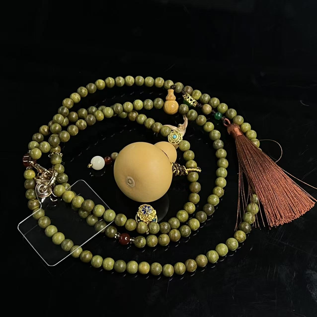 【北野珠宝】天然绿檀木手机挂斜挎B122H-165尺寸8mm