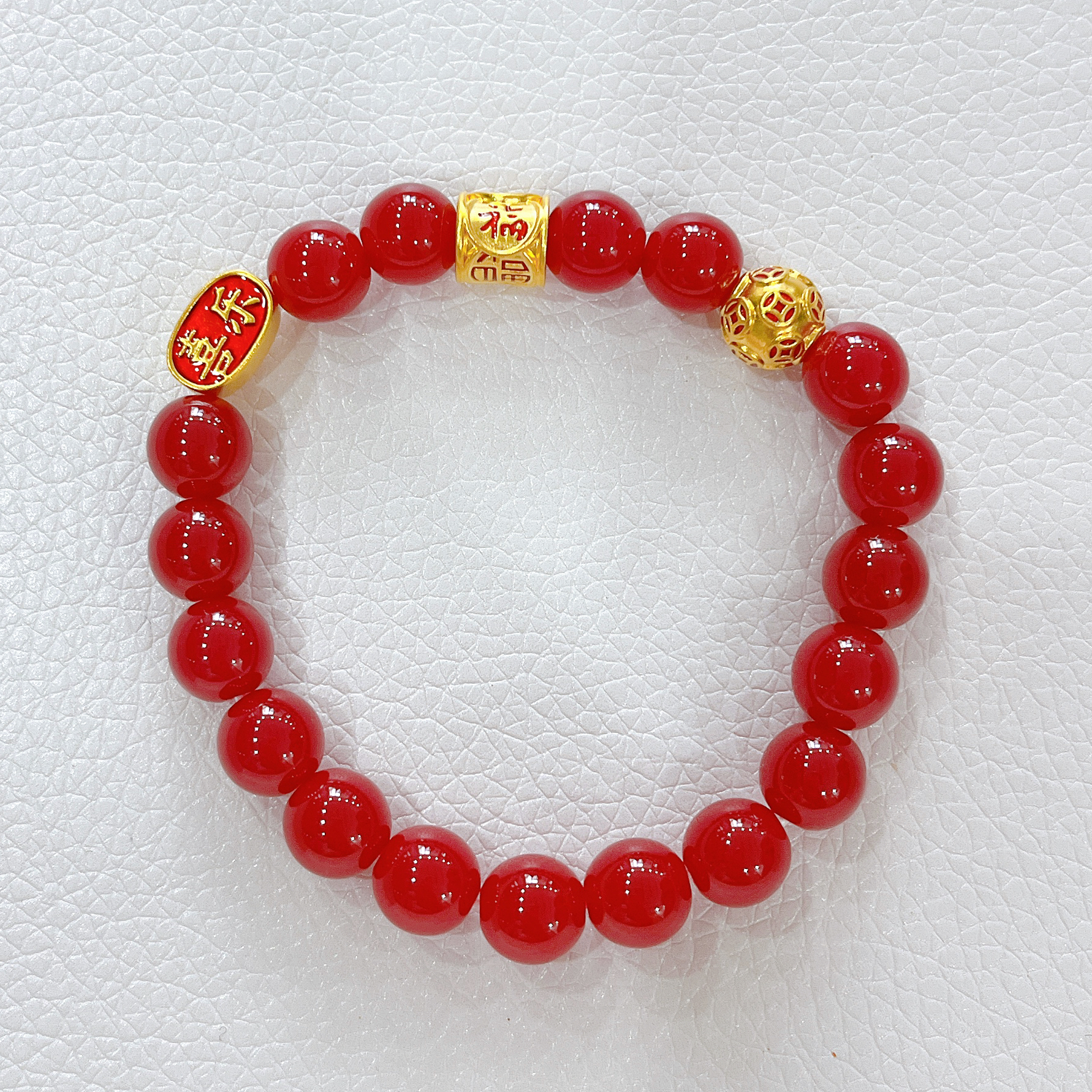 足金999珐琅钱币平安福字手串个性搭配送人礼物时尚