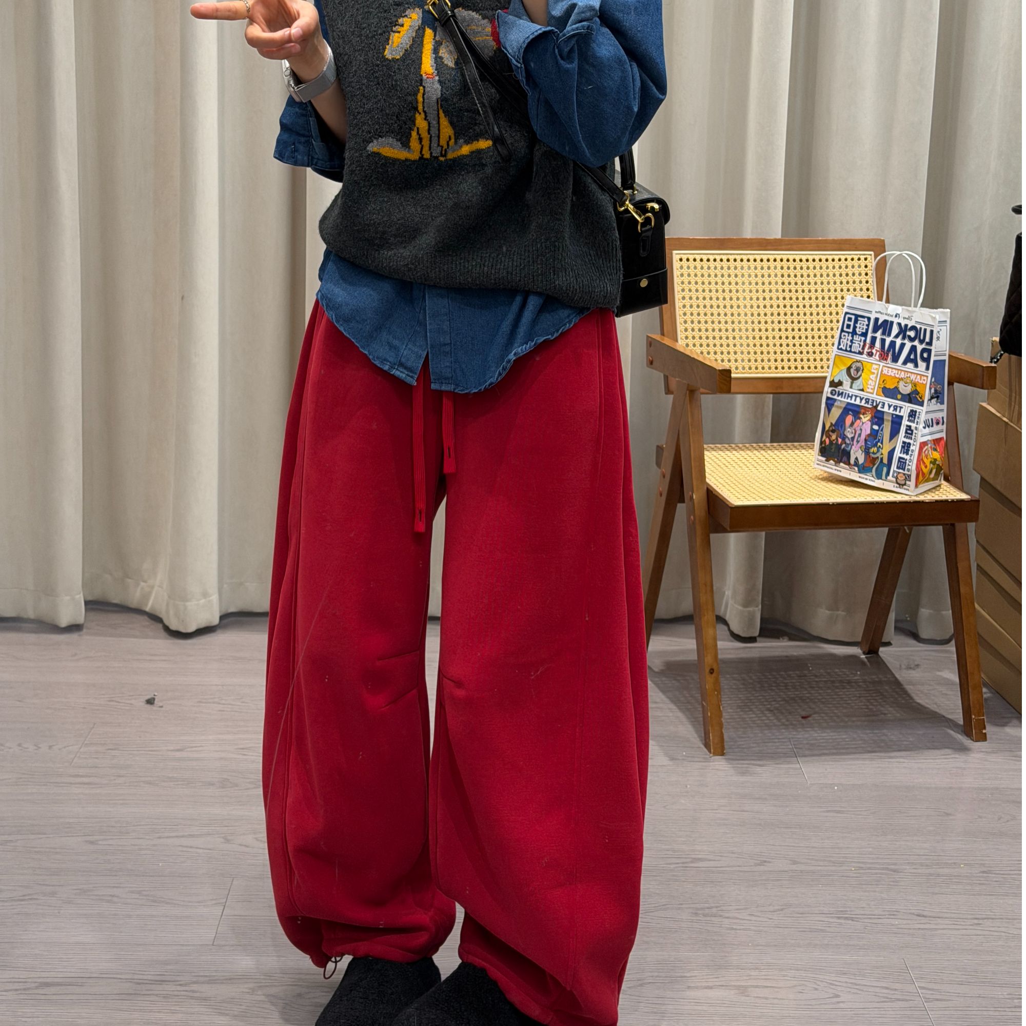 郭丽家新年红 卫裤