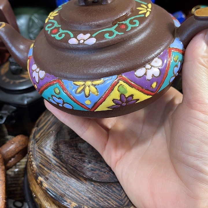 茶壶紫泥原矿泥料手工制作的一把泥料紫砂壶