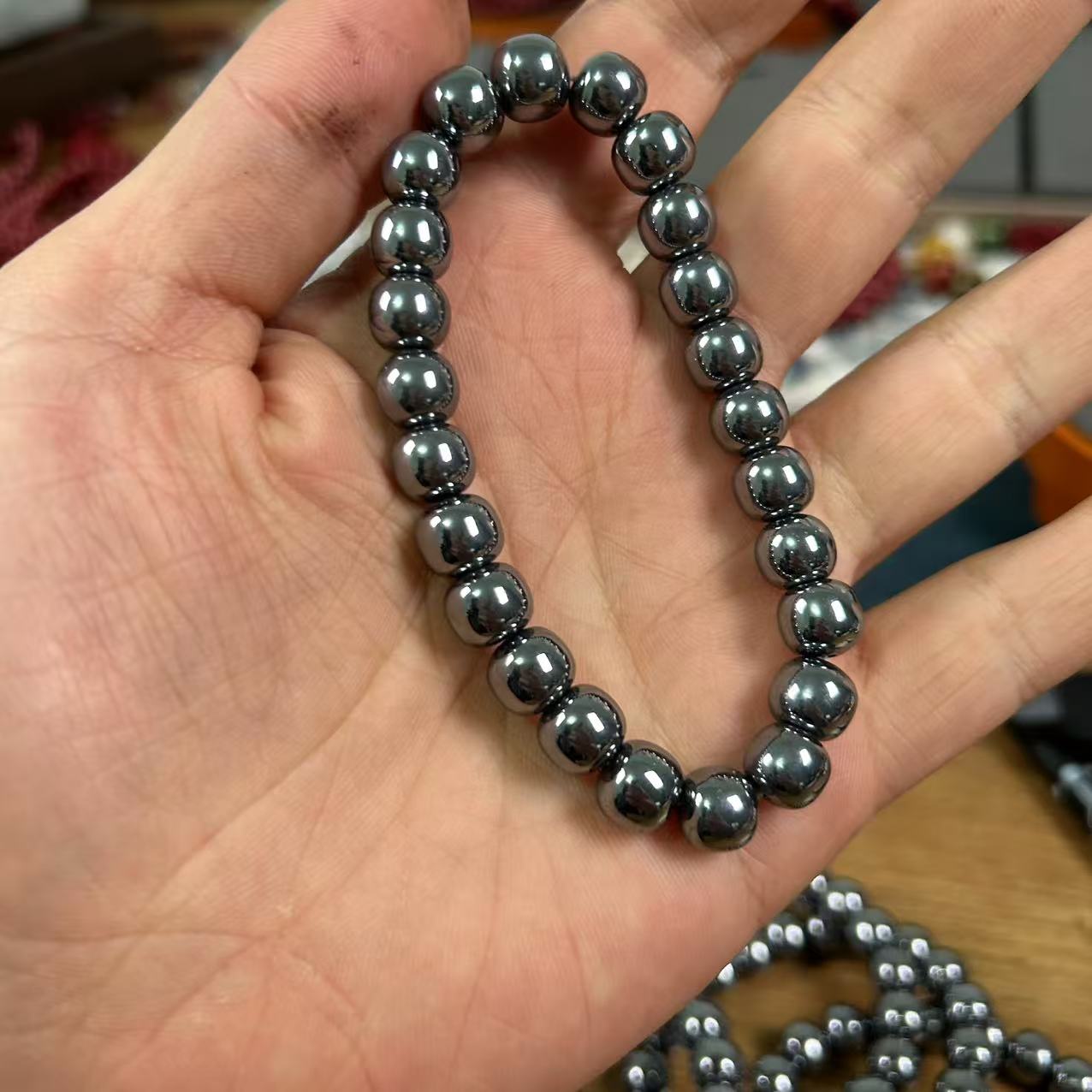 含辰砂工艺品卡9mm经典大气赫赫老型桶珠单圈手串