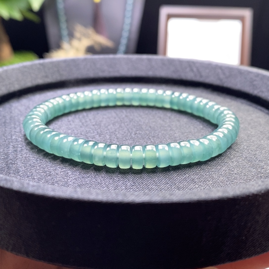 翡翠未镶嵌手链卡7直切药片手串