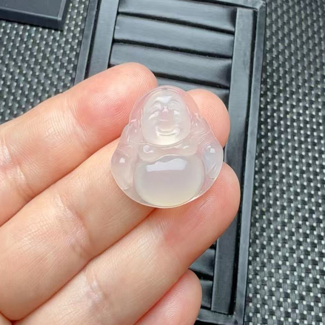 玛瑙玉髓冰透小佛公吊坠手工双面雕刻下单配绳子发货（多样性发货）