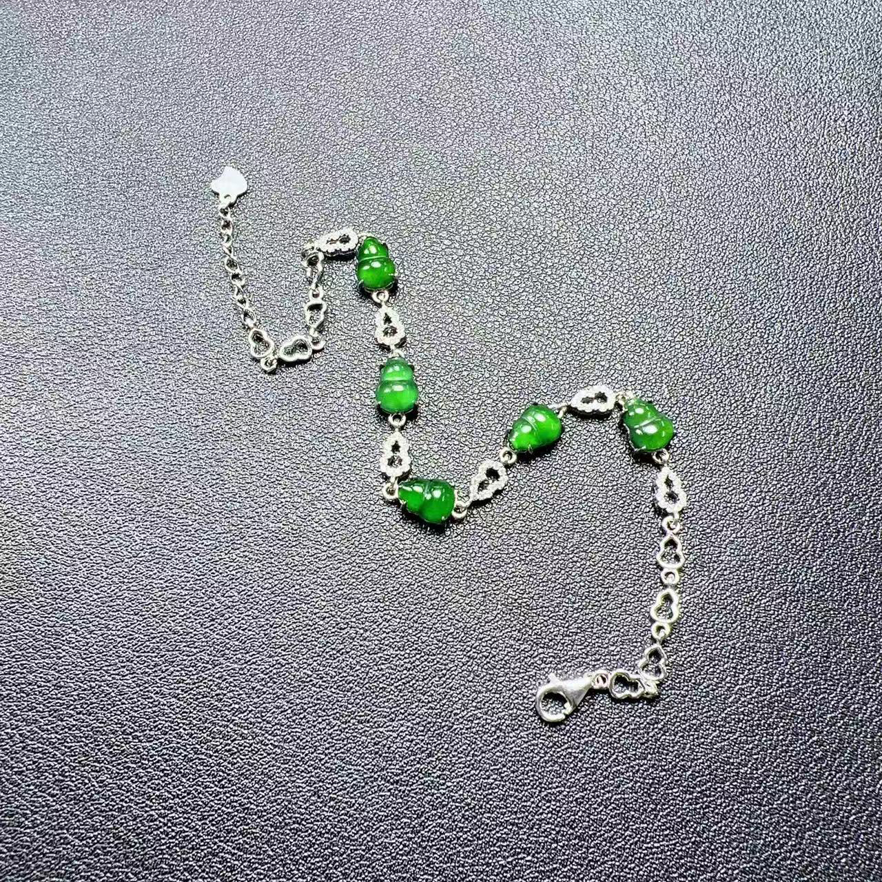 翡翠绿冰葫芦S925手链（多样性发其一）