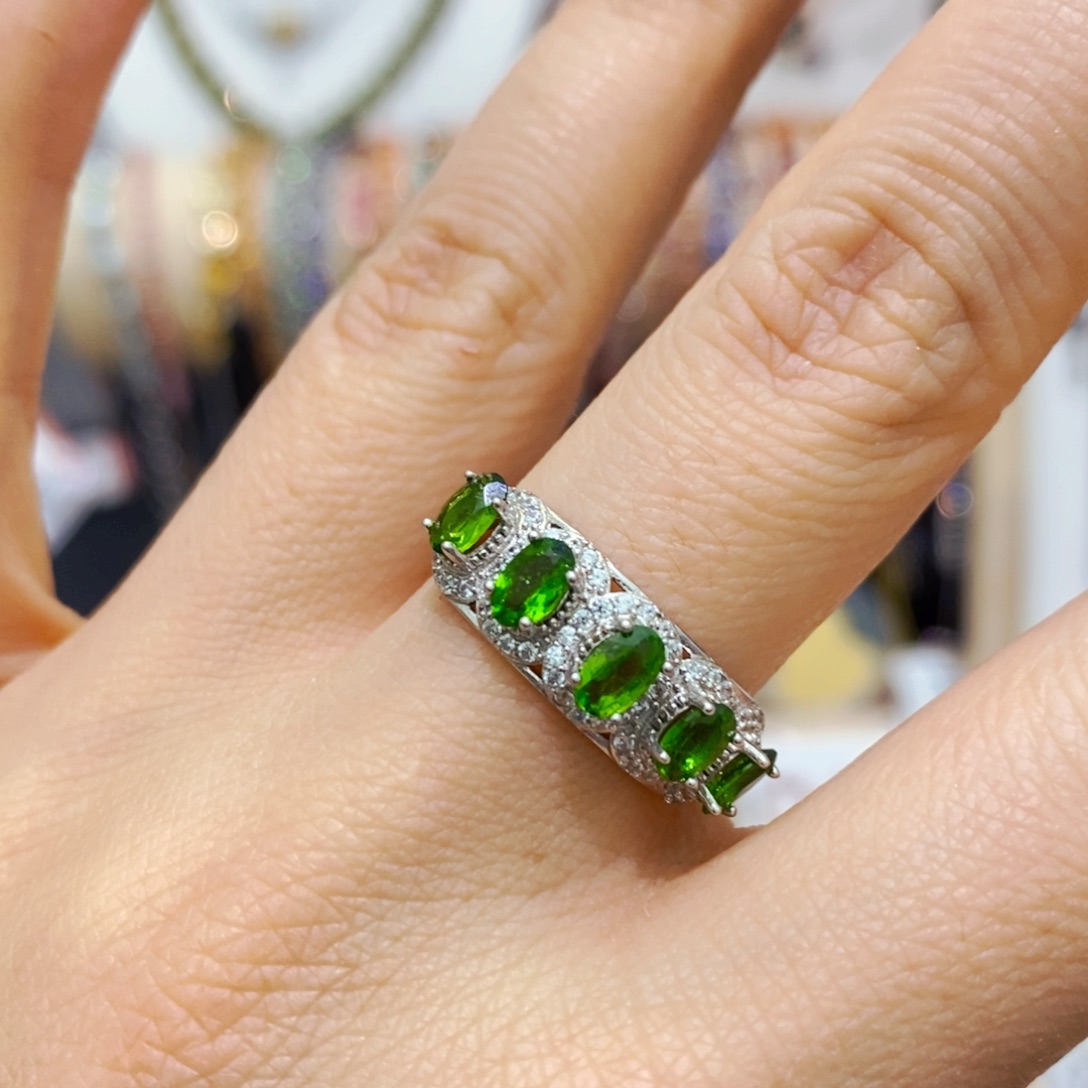 透辉石戒指银S925镶嵌