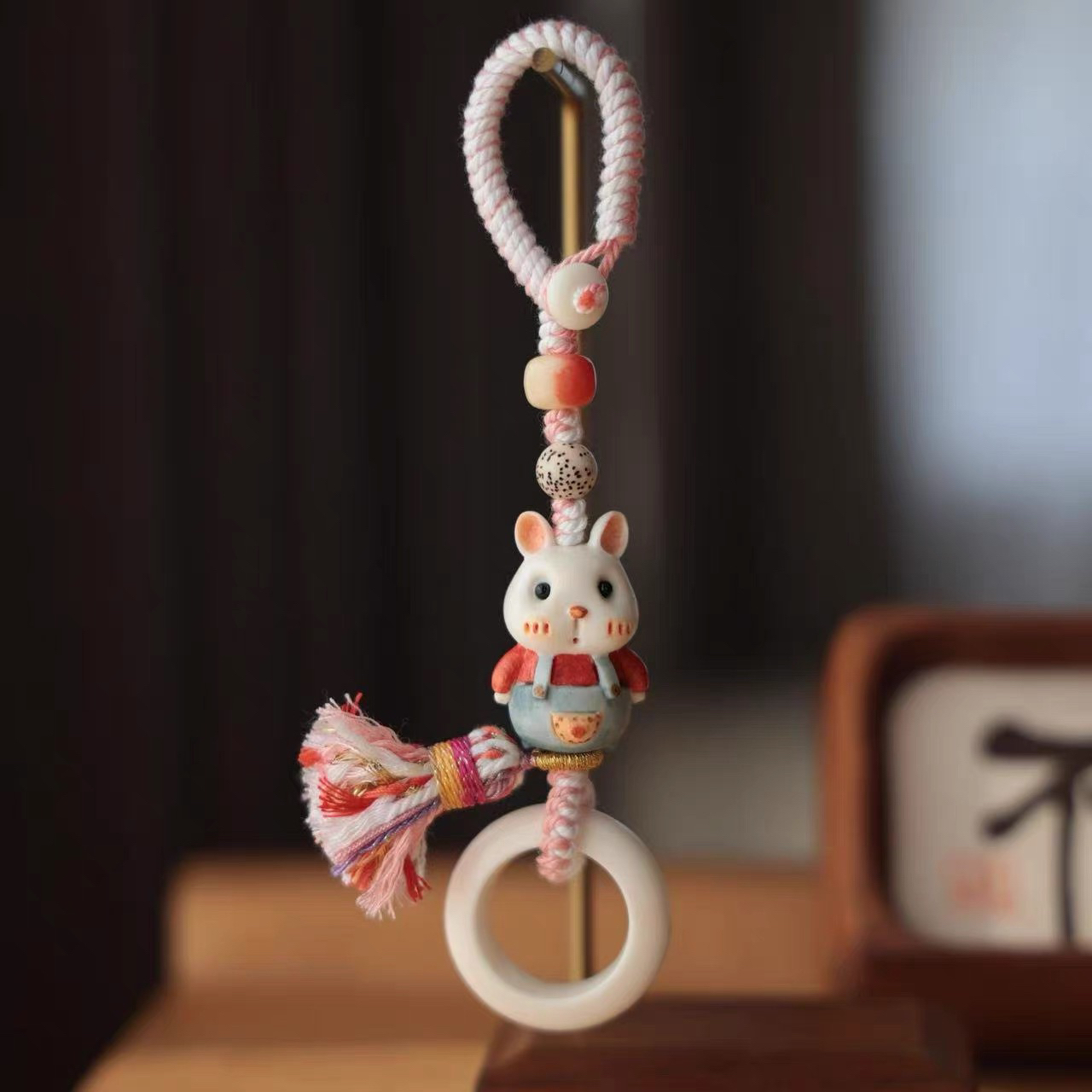鹿角根付兔子先生钥匙扣包挂挂件挂饰小挂件包包配饰钥匙扣手机链