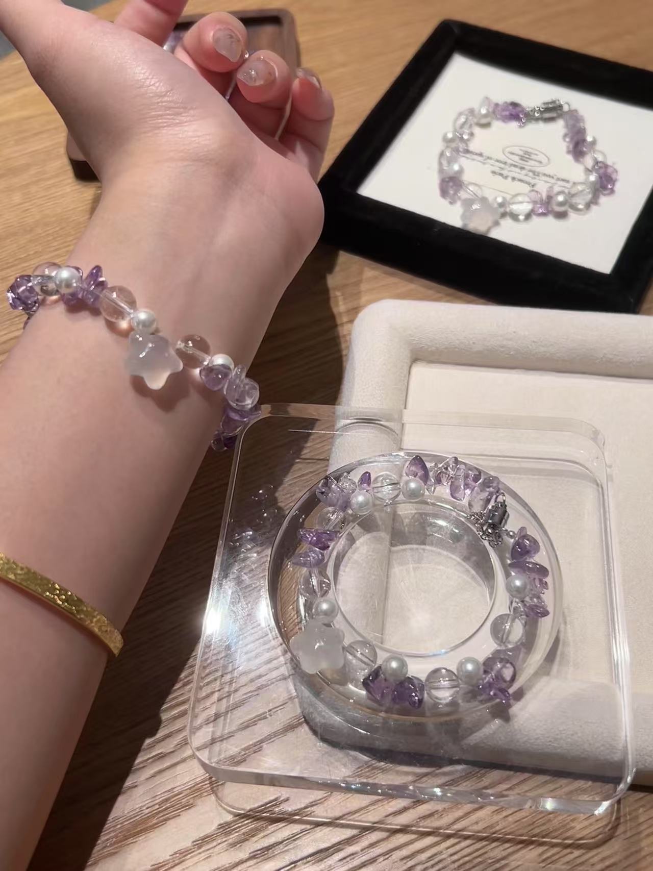 【她只是我的妹妹】风铃家原创随形紫水白水磁吸扣手链 多样发其一