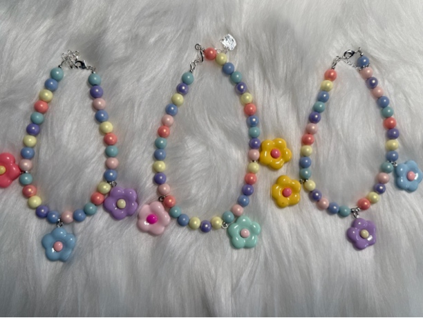 宠物猫猫狗狗马卡龙色系 花花吊坠项链