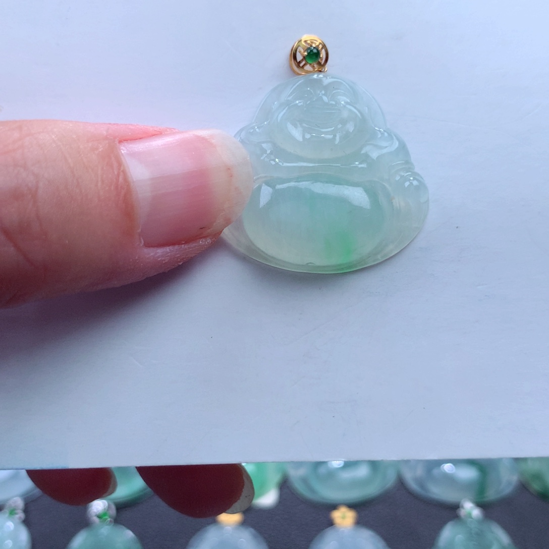翡翠吊坠(不含链)18K金镶嵌