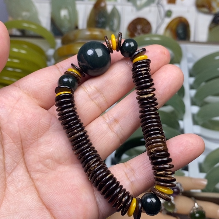 和田玉（青玉）手链未镶嵌