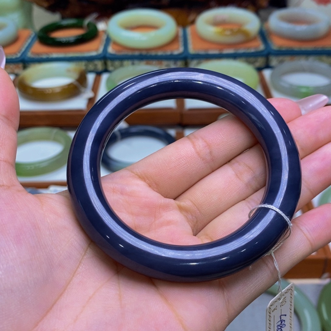 和田玉未镶嵌手镯和田玉青海紫56