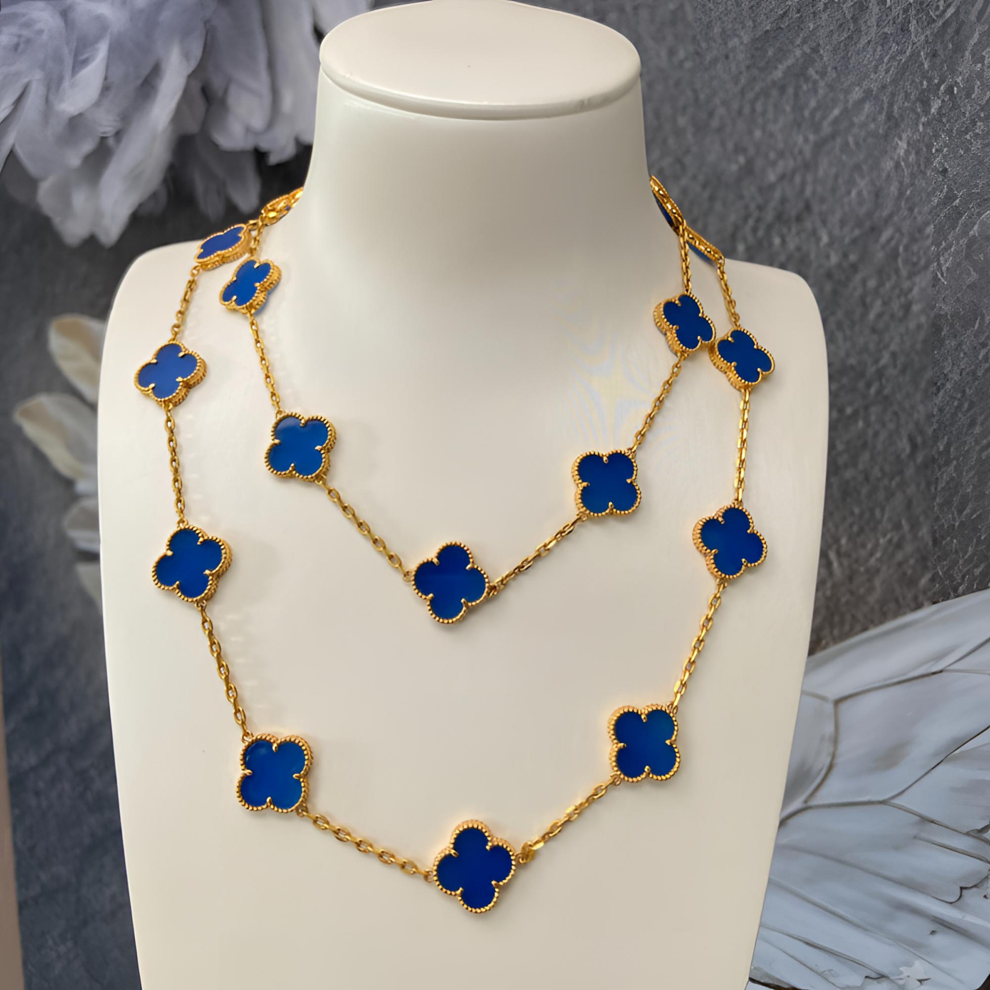 【玉素专属】18k金 重金蓝玛瑙二十花项链15mm典雅（72小时鉴赏期）