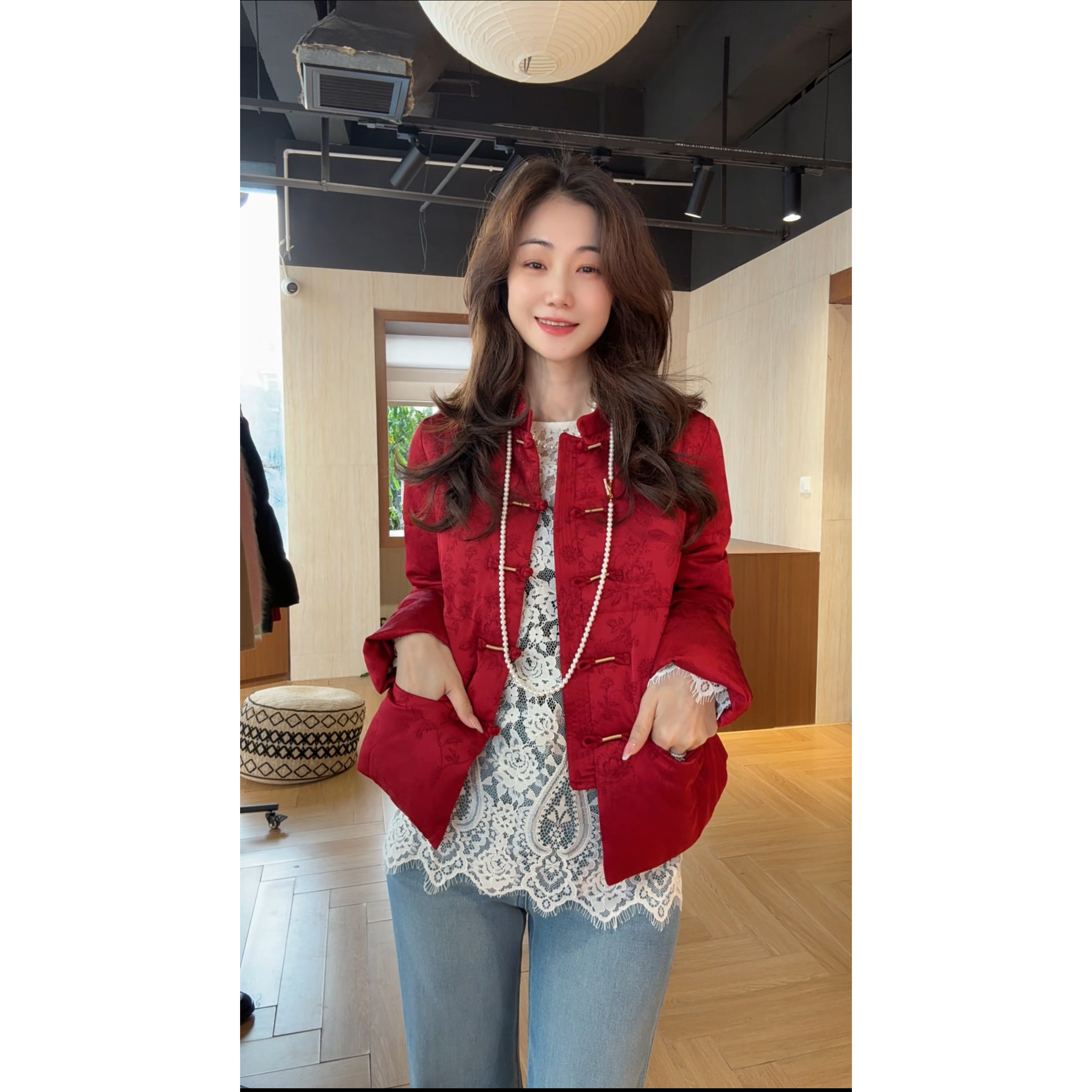 (东方美)新中式提花鹅绒服超质感W-HH10