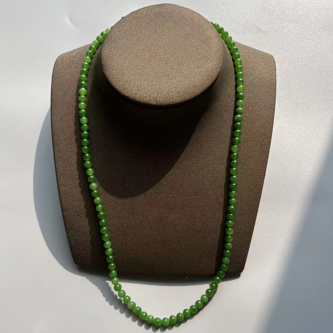 【壹仟福珠宝】天然和田碧玉卡6mm108珠项链