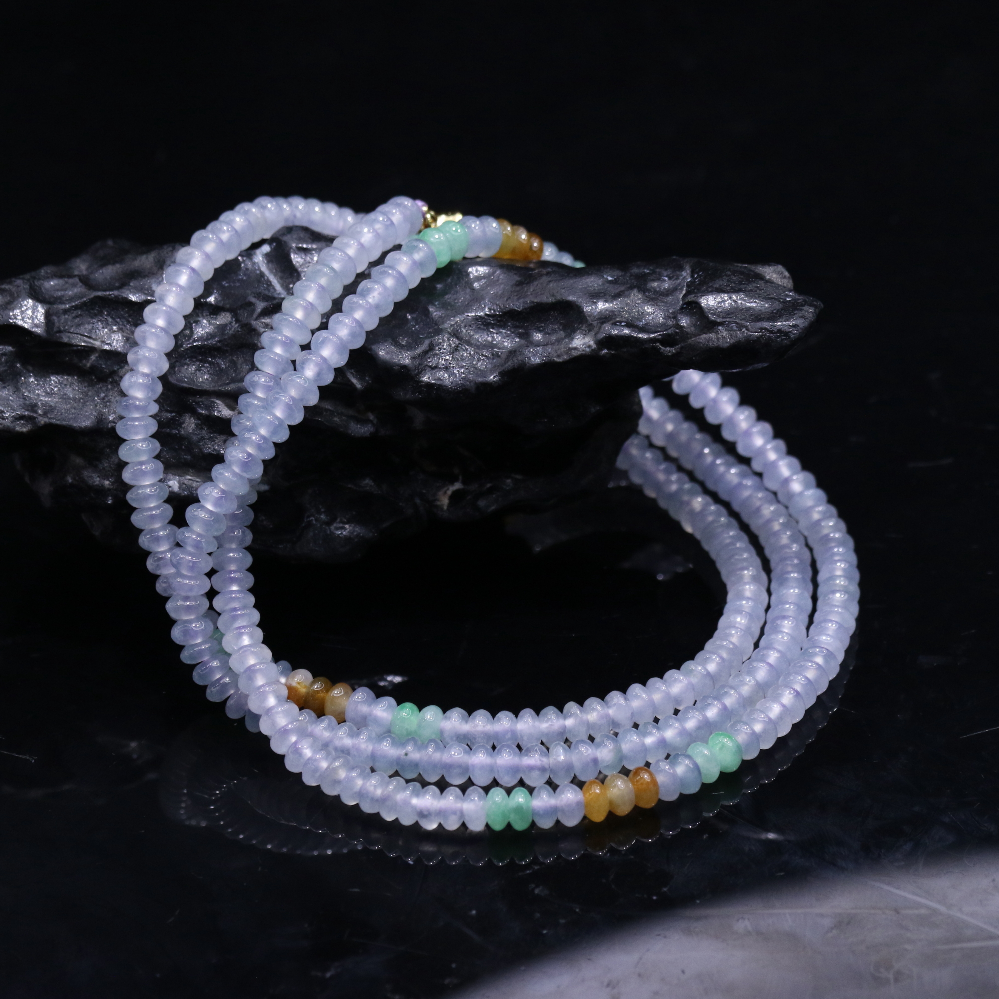 50天然缅甸翡翠A货冰紫珠链/800892/北京中保拍卖