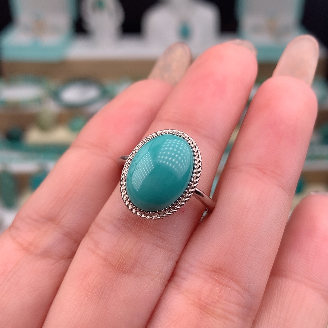 绿松石银S925镶嵌戒指