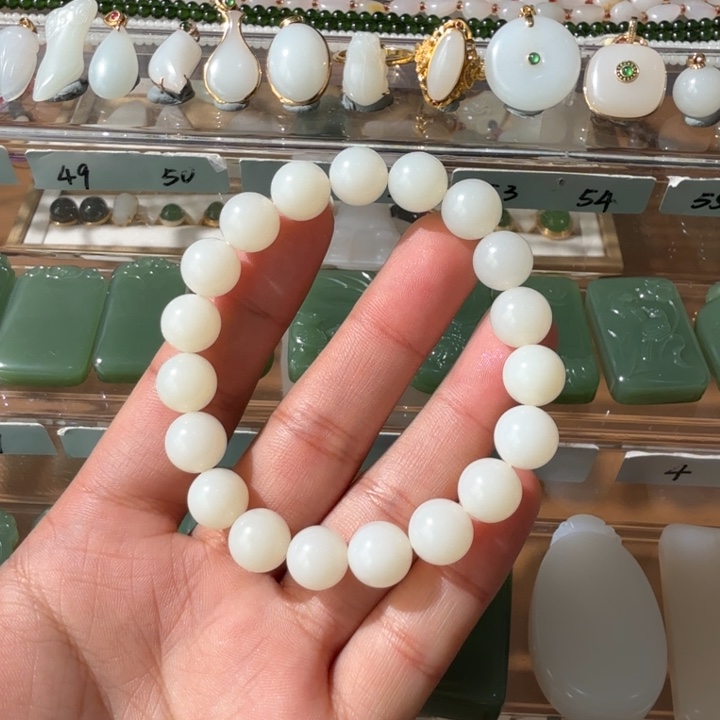 和田玉颈饰未镶嵌新疆米达料10mm手串