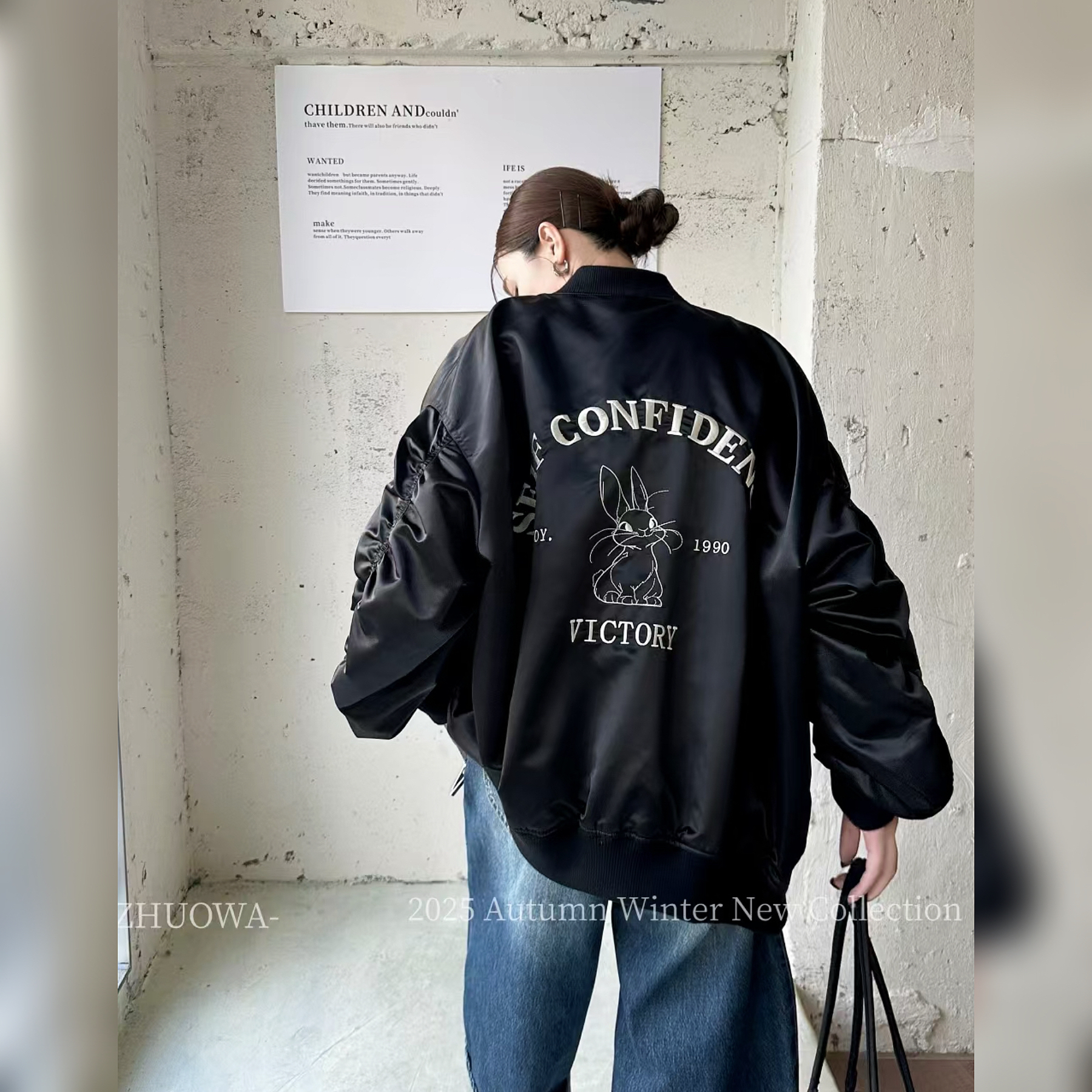 8068潮牌高品质帅气刺绣图案宽松大版棒球服外套