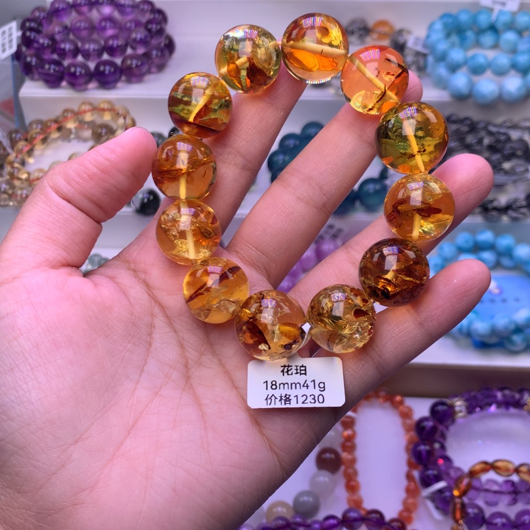 琥珀（花珀）手链未镶嵌手链