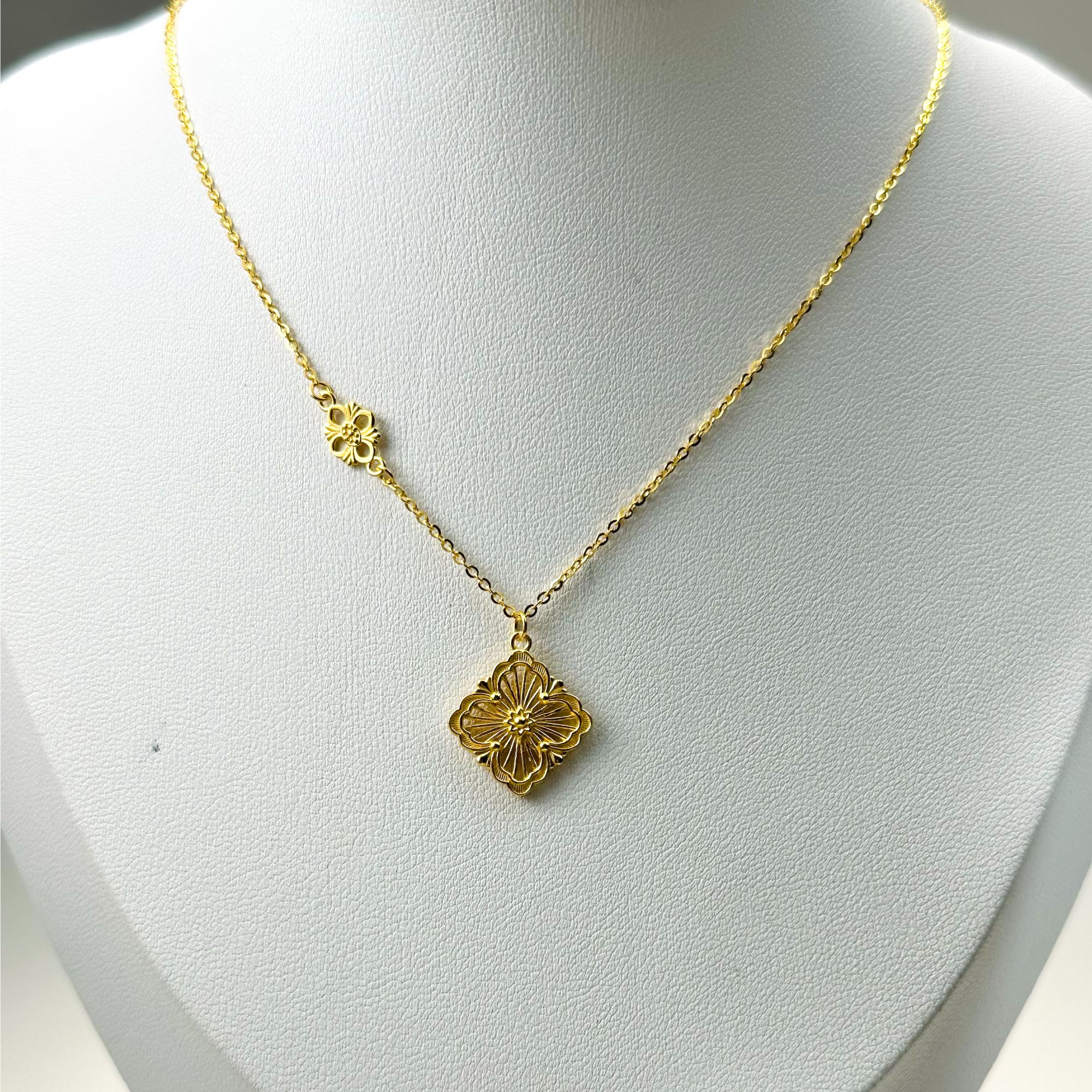 足金999金缕繁花套链女款镂空精美