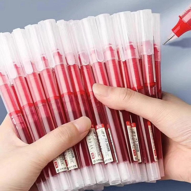 【9支】红色直液式走珠笔老师批改试卷作业中性笔速干学生教师红笔