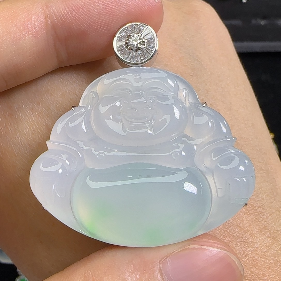 颈饰18K金镶嵌翡翠天然翡翠