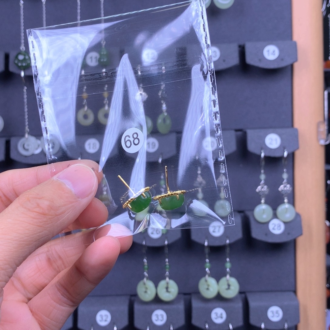 和田玉耳饰银S925镶嵌网***怕