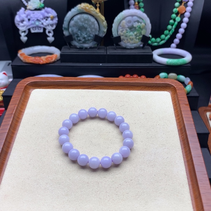 翡翠手链未镶嵌紫翡手串