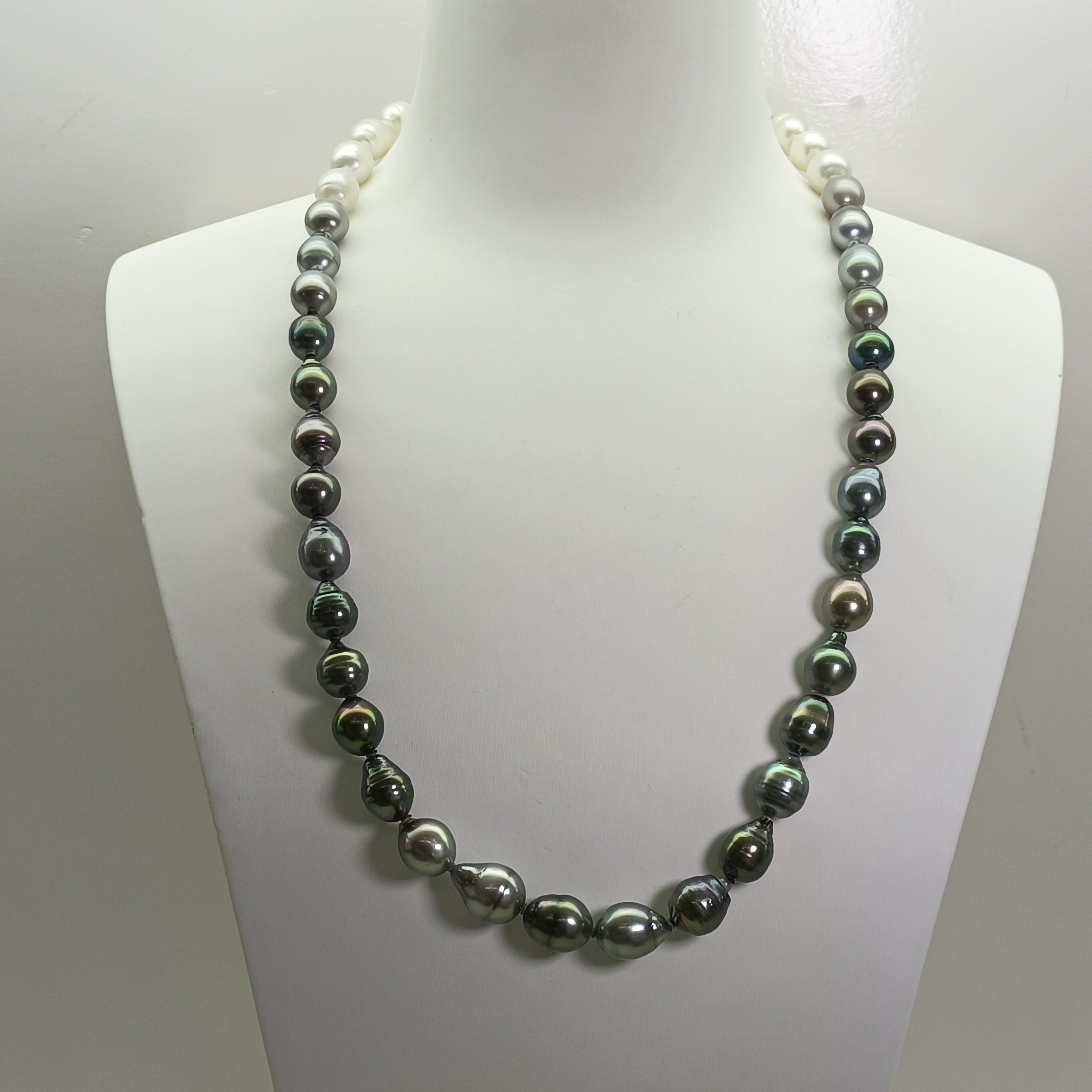 【瑞米珍珠】澳白大溪地巴洛克渐变满珠万能扣项链8-10mm（多样性发）