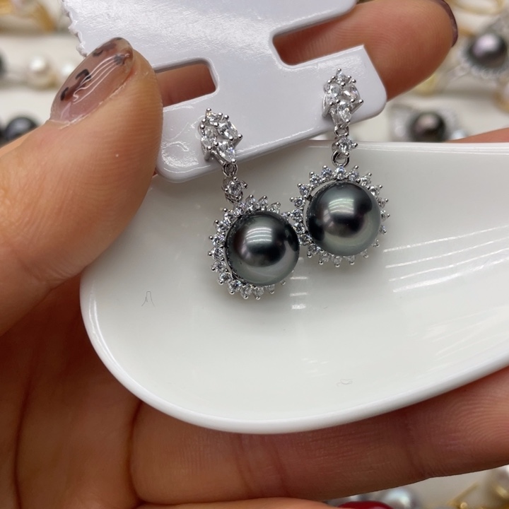 海水珍珠耳饰银S925镶嵌