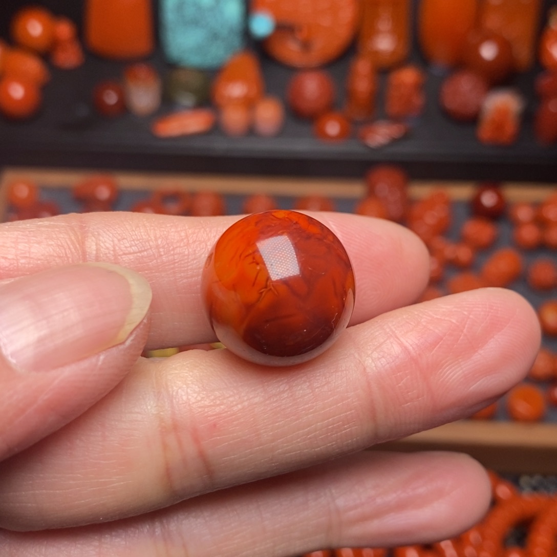 南红玛瑙火焰纹单珠18.5尺寸未镶嵌