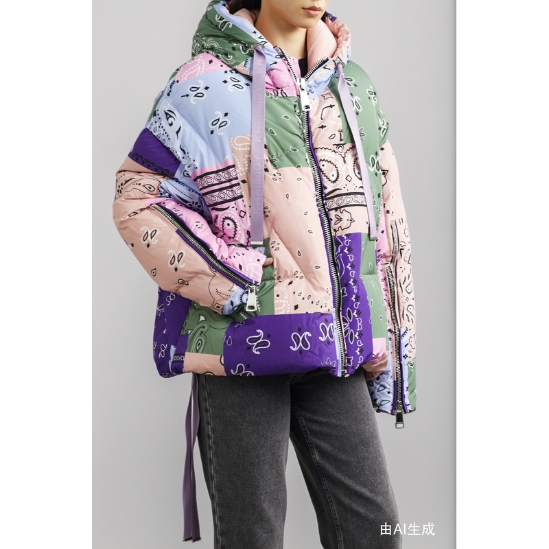 Khrisjoy女印花羽绒服连帽外套