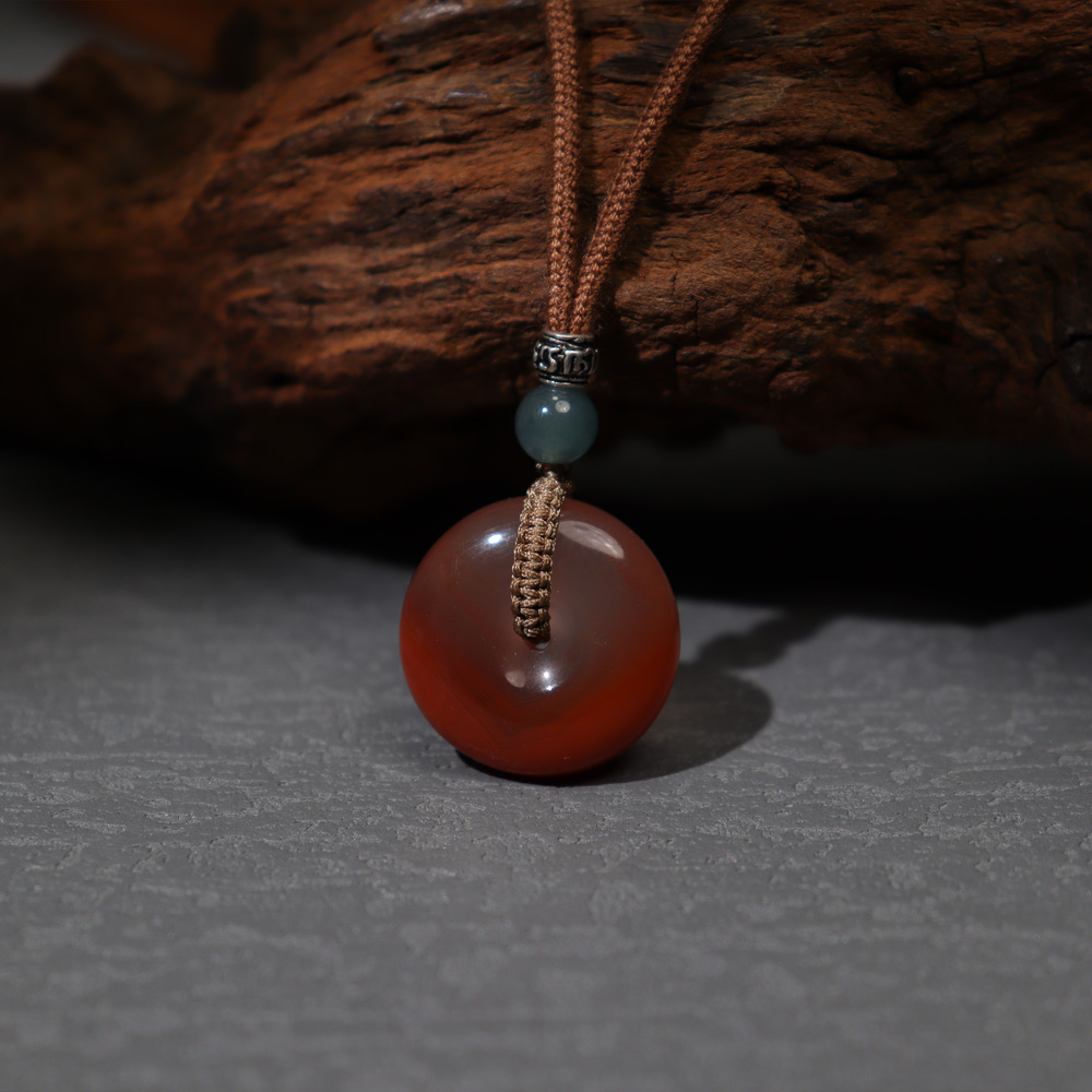 南红挂件·冰飘平安扣·S925银·多样性发一·SNH070S