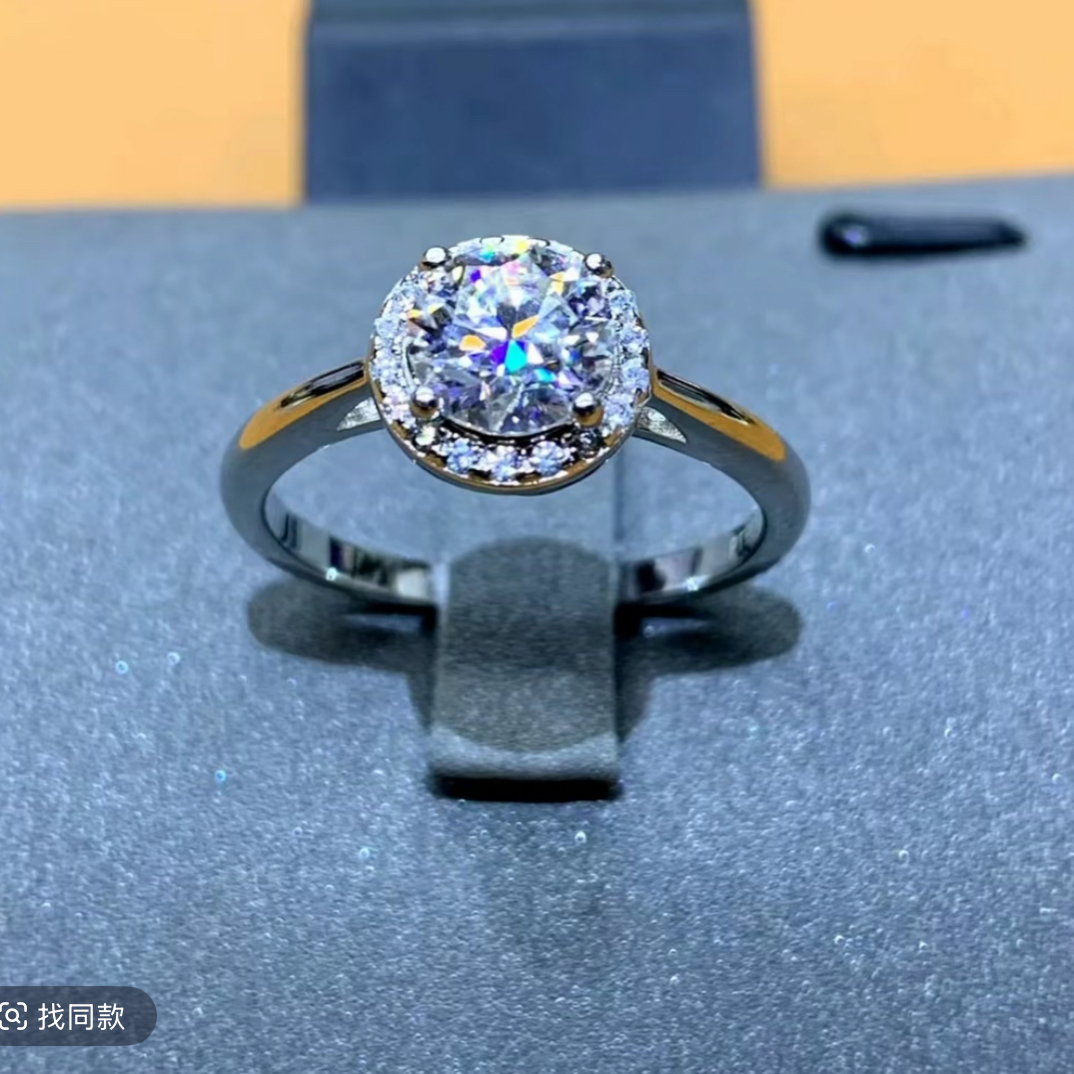 非金属莫桑石戒指 27号光板圆包