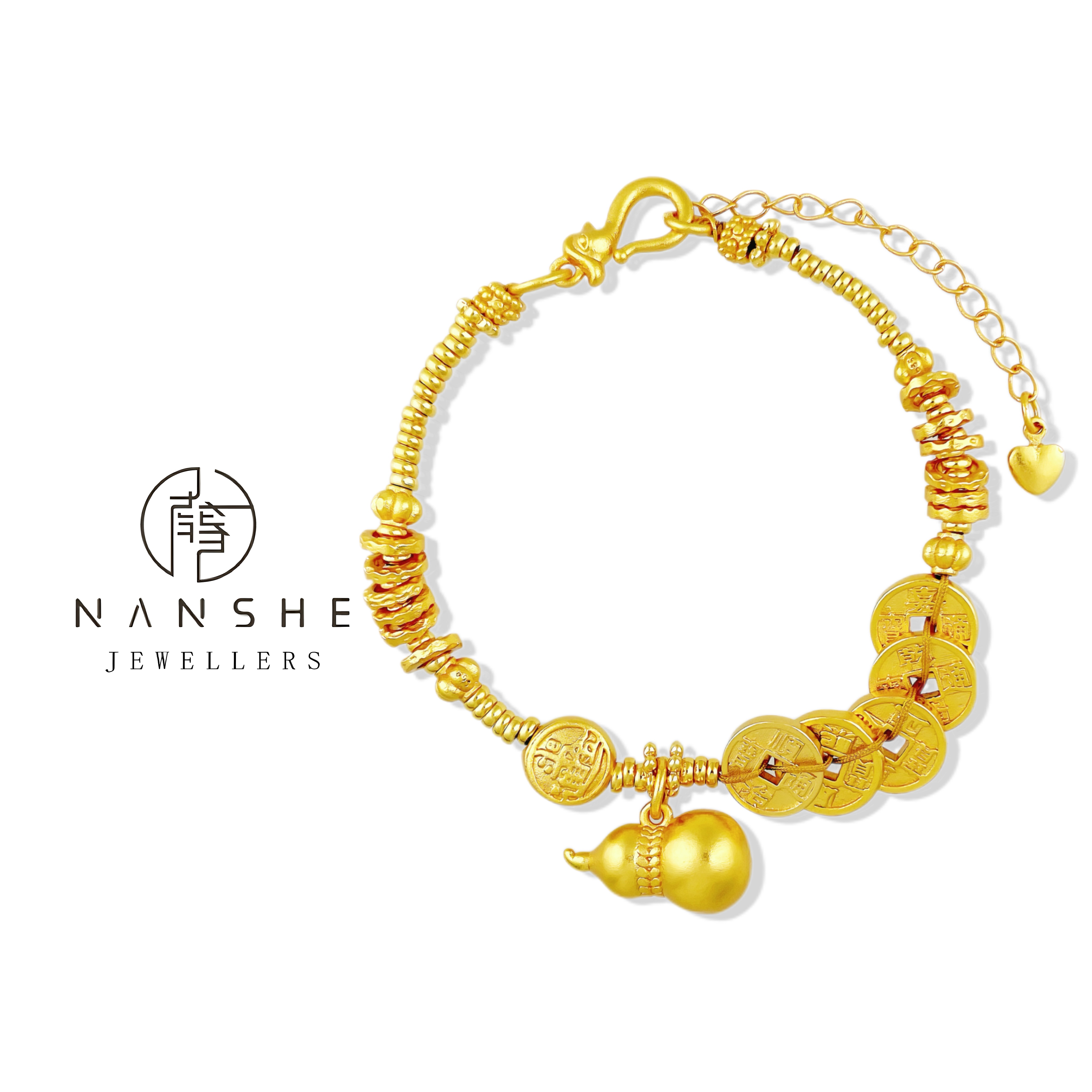  NANSHE/南奢 金色小葫芦五币手链轻奢古法