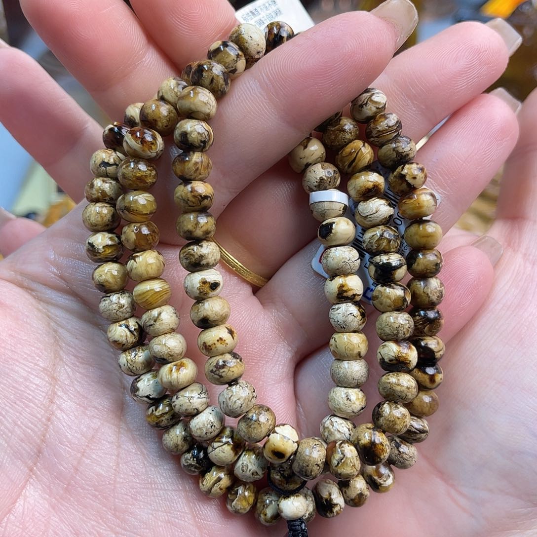 琥珀手链未镶嵌抚顺琥珀7+干白花108