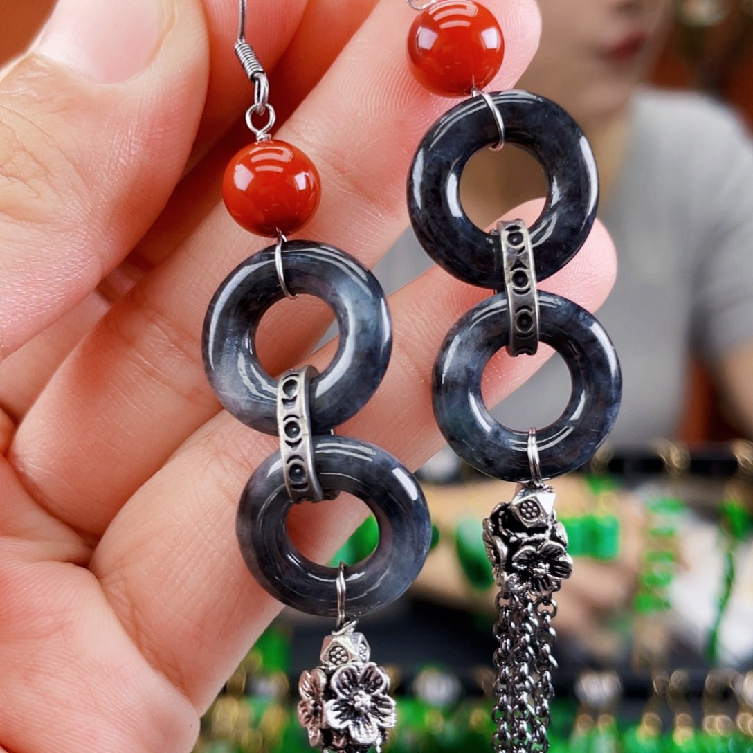 翡翠未镶嵌耳饰饰品