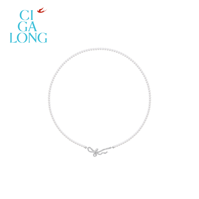 CIGALONG丝带设计款淡水baby珍珠项链