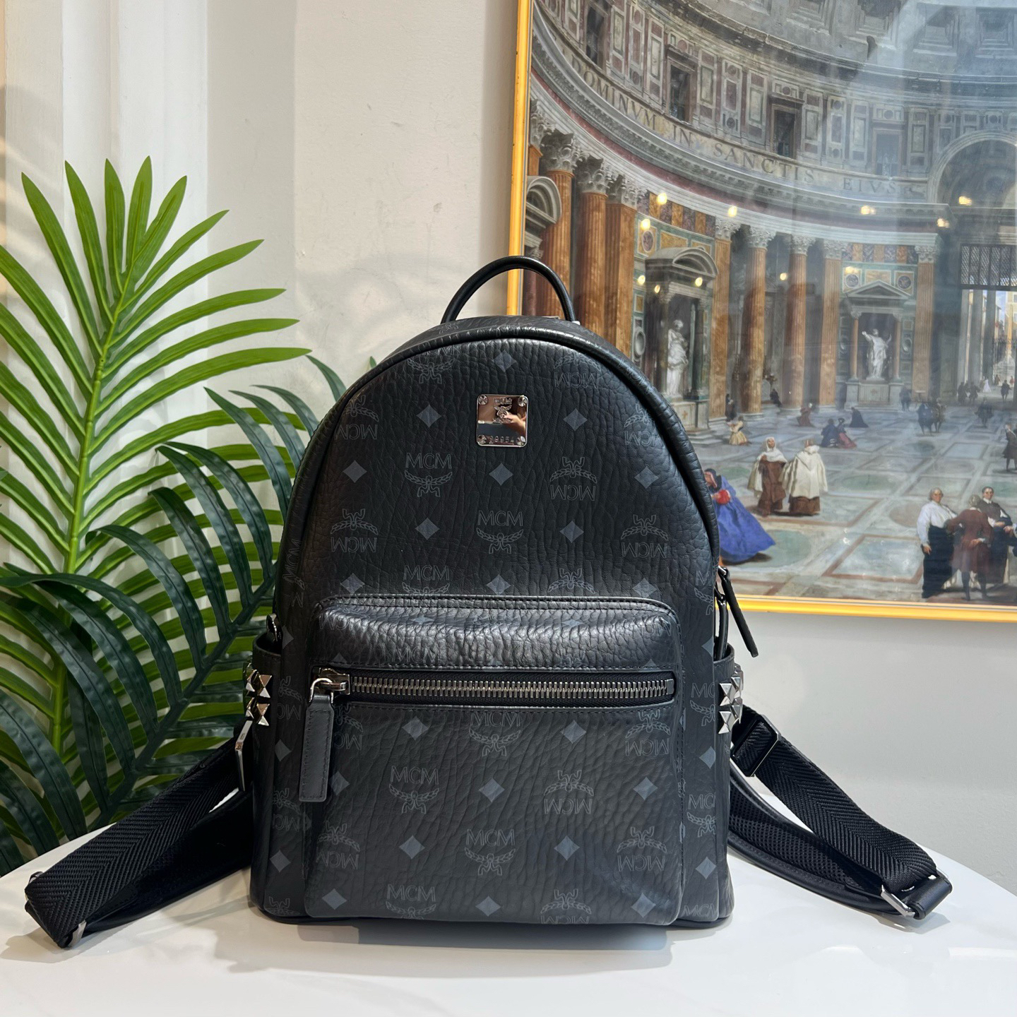 95新 MCM 御古屋/06338/小号铆钉双肩包 新款