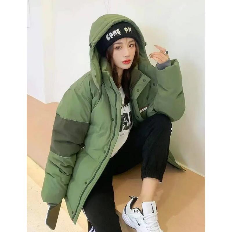 韩版秋冬拼色连帽可拆卸保暖短款时尚情侣羽绒服 168