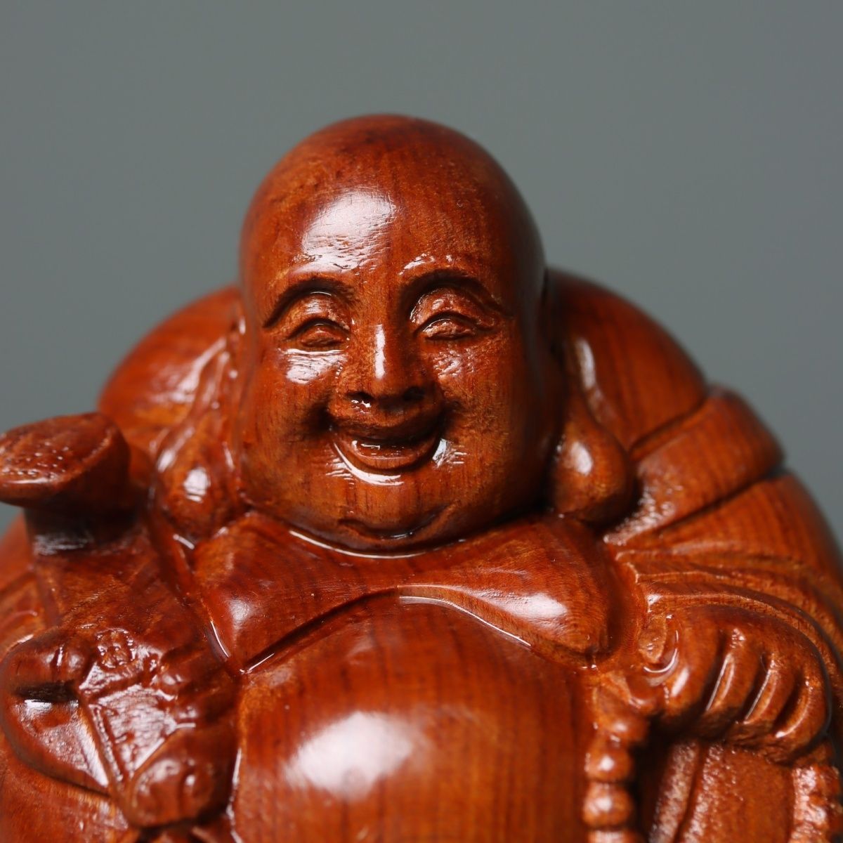 花梨木雕刻弥勒佛大肚笑佛实木工艺品家居车载装饰