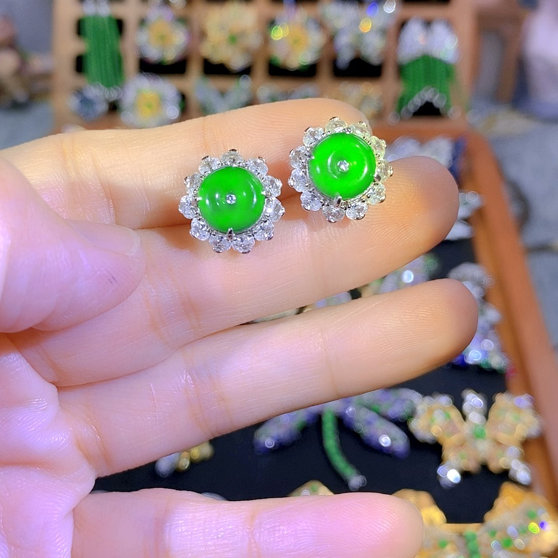 吊坠(不含链)银S925镶嵌翡翠