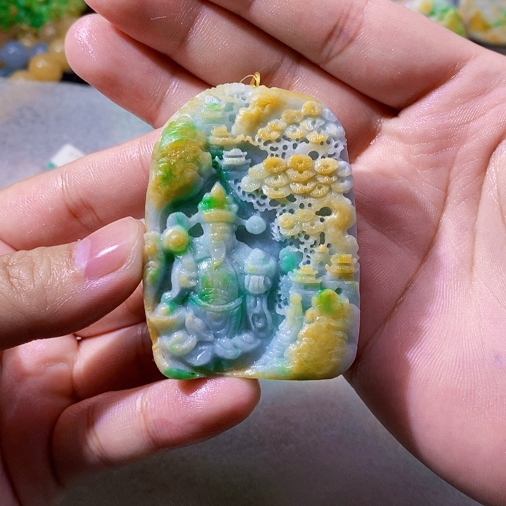 未镶嵌定制翡翠无***己翡翠山水财神