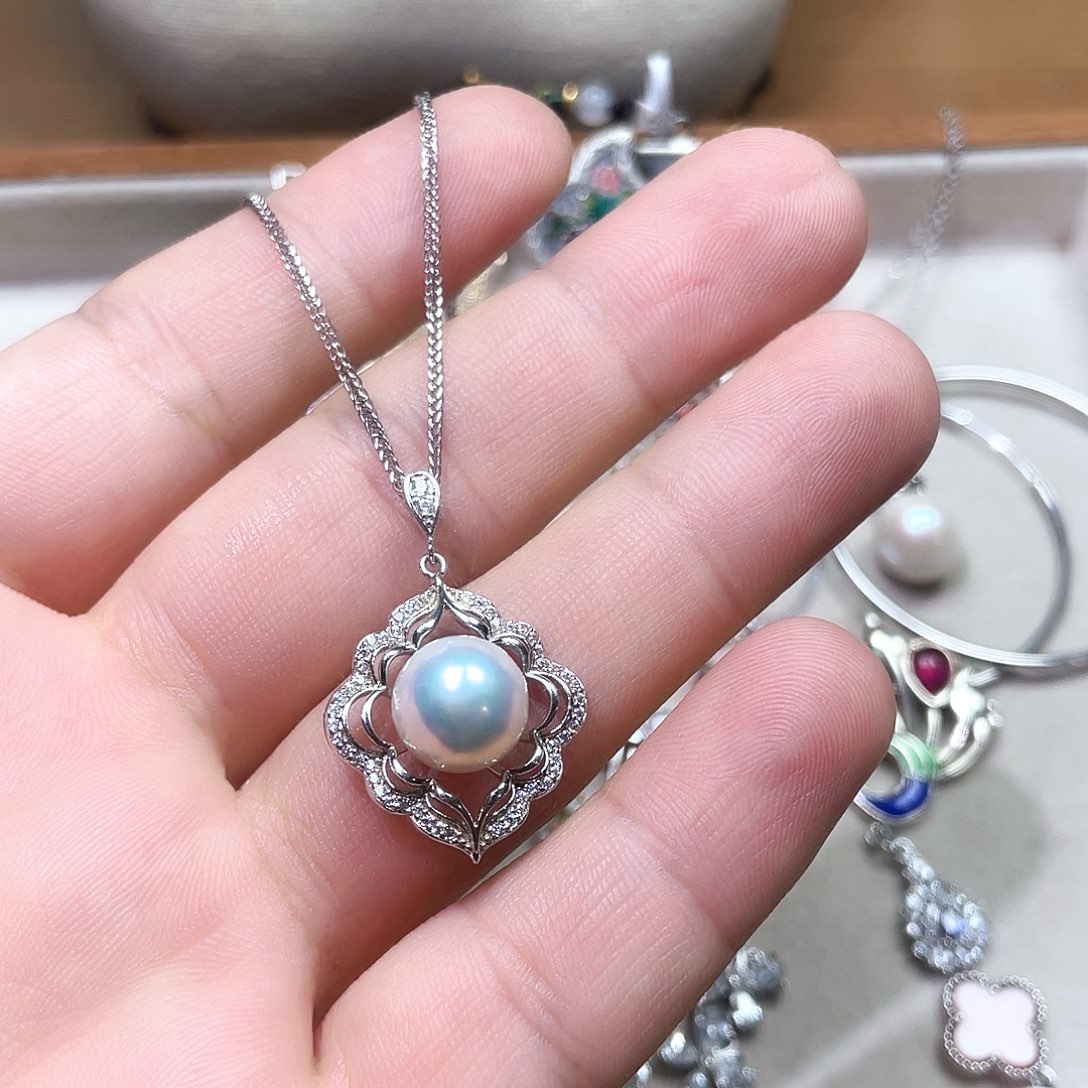 星***狗坠链均925银锆石珠珠加肖邦链