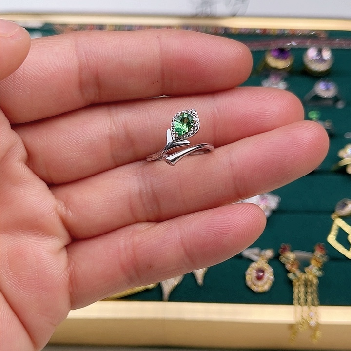 石榴石戒指银S925镶嵌